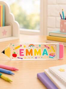 Customized Pencil-Shaped Acrylic Block, Printed With Name, Personalized Back-To-School Gift, Student Exclusive Desk Decor, Transparent Acrylic Nameplate, Classroom Supplies Decoration - Multicolor - View 5
