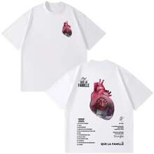 T-shirt PNL Que La Famille Le Monde Chico pour hommes et femmes, mode hip-hop, t-shirt à manches courtes en coton, col rond - H608-Noir - Voir 1