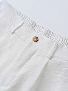 Men's Linen Shorts, Men's Summer Linen Pants | American Sporty Casual Shorts | Comfortable Fabric Material | Straight Cut Relaxed Fit | Elastic Drawstring Waist Design Suitable For Various Body Types | Suitable For Spring/Summer Commuting, Vacation, Travel, Daily Wear | Breathable And Non-Stuffy - White - View 6