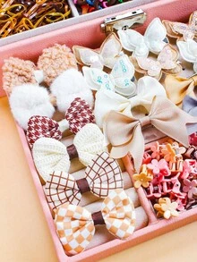 810/12/10pcs/Set Brown Cute Hair Accessories Set, Includes Butterfly, Star, Bow Hair Clips, And High Elasticity Multiple Hair Ties And Scrunchies - Suitable For Girls And Children, Perfect For School, Party, Play And Daily Hairstyles. Super Cute Styles Inspire Creativity - Multicolor - View 8