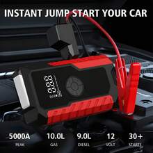 Arrancador de batería de coche con compresor de aire de 150PSI, arrancador de coche portátil con función de apagado automático, bomba infladora de batería de coche, cables de arranque e iluminación - GL901 - Ver 4