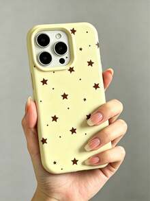 Vintage Black Brown Pentagram Pattern Phone Case, Matte Anti-Drop, Compatible With IPhone 17 Pro Max/17/16 Pro Max/15/14/12 Pro/13 Pro Max/11/Pro Max, Full Coverage Protective Soft Shell For Men And Women - Yellow - View 1
