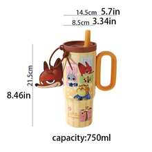 Disney 迪士尼動物方城市 Judy 與 Nick 316不鏽鋼保溫隨行杯，大容量吸管杯，時尚情侶聯名款，辦公室與居家使用禮物，咖啡與冰飲杯 - 彩色 - 查看 6