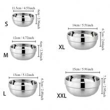 1 buah Mangkuk Stainless Steel Mengkilap, Mangkuk Sup Gaya Jepang, Mangkuk Nasi, Mangkuk yang Dapat Ditumpuk, Tahan Lama dan Mudah Dibersihkan, Mangkuk Makan Sehari-hari, Mangkuk Makanan - Perak - View 10