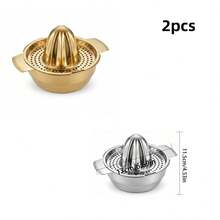 2pcs Gold/Silver Round Stainless Steel Thickened Manual Juicer, Double Layer With Filter Mesh Juice Separator Design, Convenient And Fast Extraction Of Fruits/Vegetables And Other Ingredients, Easy To Clean, No Noise, Simple Operation With High Efficiency, Compact Design, Easy To Store, Kitchen Utensil. Comes With Box, Protects Product, Outdoor Party, Family Gathering, Holiday Gift, Iced Drink Making - Multicolor - View 9