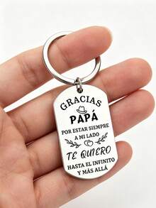 1pc Stainless Steel Engraved Keychain Father's Day Thank You Gift For Dad Durable Stylish For Bag Wallet Car School Teacher Accessory - 1pc - View 1
