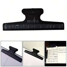 1/2pcs Solid Color Musical Note Shaped Sheet Music Clip, High Elasticity Metal Snap Integrated Stamping Process, Minimalist Artistic Instrument Style, Anti-Flip Stable Grip For Sheet Music Paper, Suitable For Piano, Guitar, Violin, Erhu Performance And Classroom Music Accessories - Multicolor - View 5