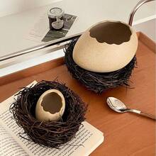 1pc Creative Bird Nest Ceramic Bowl, Cute Egg Nest Dessert Bowl, Decorative Serving Dish, Suitable For Ice Cream, Pudding, Steamed Egg, BBQ Sauce, Molecular Cuisine, Restaurant Tableware, Novel Table Decor, Kitchen Dining Bowl - Multicolor - View 8