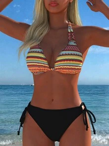 Nuevo traje de baño para mujer, ropa de playa, vestido de baño, conjunto de traje de baño, traje de baño para mujer, verano, playa, vacaciones, sexy, moda, elegante, conjunto de bikini de dos piezas para mujer - Multicolor - Ver 5