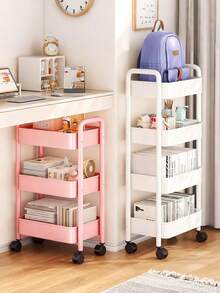 1 pieza Carrito metálico multifuncional de 4 niveles, a prueba de óxido, estante de exhibición multiusos con ruedas, adecuado para aperitivos, suministros de baño, almacenamiento de cocina, fácil de montar, aplicable para cocina, baño, sala de estar, estudio, con función de drenaje, opción de regalo para días festivos y Día de la Madre - Multicolor - Ver 4