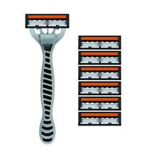 Maquinillas de afeitar manuales de 3 capas para hombres, maquinilla de afeitar clásica, hojas de repuesto con protector de piel, hojas de afeitar cómodas - Multicolor - Ver 16