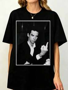 Nicks Caves The Wild God Tour Concert Graphic Unisex T-ShirT-Shirt Retro  Photo Print Black Tee - 黑色 - 查看 1