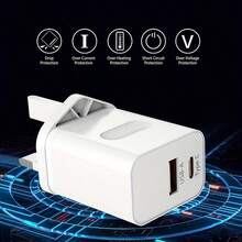 40W USB-C 充电器，双端口 PD 电源适配器 + QC Type-C 墙式充电器，兼容 17/16/15/14/13/12/11 Pro Max Plus / Mini 及其他设备 - 英規插(220-240V) - 查看 5