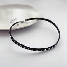 1pc Black Choker Collar Necklace Short Style For Women - Black - View 5