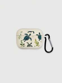 1pc Turtle Green Leaf Print Off-White Bluetooth Earphone Protective Case With Earphone Case Hook, Covers, Ocean Tropical Style Minimalist Earphone Accessory, Suitable For Daily Use And Gift-Giving In All Seasons, Birthday, Summer Holiday, Christmas Gift Choice, Compatible With Wireless Earbuds Case, Headphones, Compatible With Wireless Earbuds Pro (2nd Generation), Compatible With Wireless Earbuds 3, Compatible With Wireless Earbuds Pro, Compatible With Wireless Earbuds 1/2, Compatible With Wireless Earbuds 4 - Multicolor - View 13