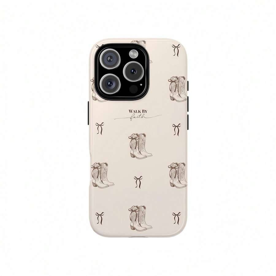 西式基督教手機殼 Walk By Faith,相容 iPhone 17 16 15 14 13 12 11 Pro Max - 米色 - 查看 1