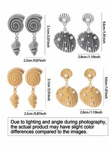 1 Pair Vintage Distressed Double-Layer Scallop Faux Pearl Dangle ...