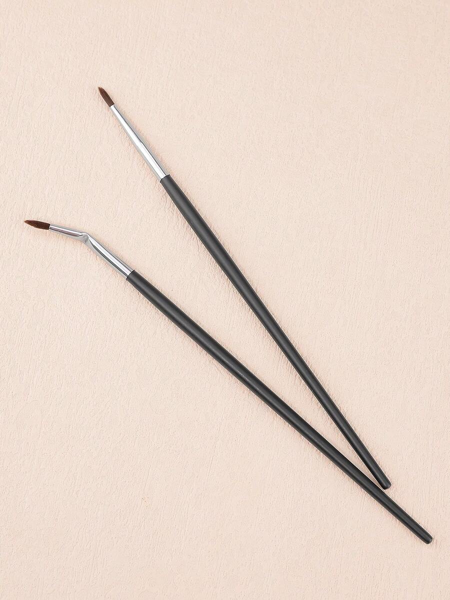 2 PCS Professional Super Thin Angled Liner Eye Brush Brow Contour Makeup Brushes Eyebrow Eyeliner Brush Make Up Tools - Black - View 1