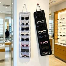 1pc - Hanging Felt Eyewear Storage Bag, Wall-Mounted 8-Slot Transparent Window Fashion Glasses Organizer, Fits Fashion Glasses, Shades, Prescription Glasses, Glasses, Sun Visor Glasses And More, Bedroom Closet Eyewear Organizer, Large Capacity Men/Women Eyewear Storage Container, Foldable Travel Eyewear Storage Bag - Grey - View 4