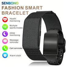 SENBONO Smart Band No Screen Sports Band Multiple Sports Modes Rechargeable Lithium Polymer Battery Heart Rate/Sleep Monitoring Incoming Call Reminder Alarm Smart Watch Sports Silicone/Nylon Strap Compatible With Phone APP - View 1