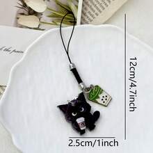 1 Stück süßer Katzen-Getränke-Handy-Anhänger, universelles Smartphone-Accessoire, niedliche Nischen-Dekoration, minimalistischer Heilungs-Anhänger - Verschiedenfarbig - Übersicht 11