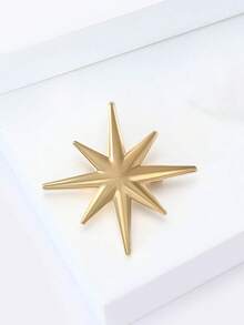 Broche de estrella de ocho puntas con strass brillante de alta gama, nuevo y de moda estilo INS, elegante alfiler de estrella octagonal - Dorado - View 3