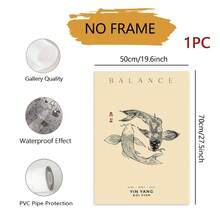 2D Flat, 2D Flat, 1pc Wall Decoration, Retro Posters Featuring Koi Fish, A Yin Yang Aesthetic Print, Stylish Black And White Japanese Artwork, A Soothing Mindfulness Poster For Wall Decor, Ideal For Office Or Bedroom Decoration - Abstract Style a - View 11