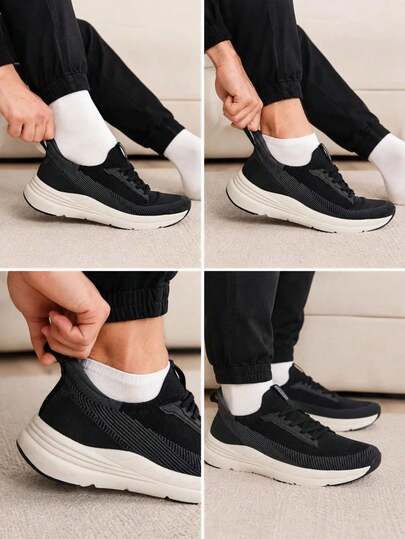 Men's Sports Shoes Slip-On Material Textile Light, Airy, Comfortable, On The Platform Kobbo 102421 Black Beige