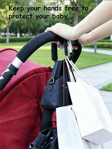 1pc Heavy Duty Multi-Function Stroller Hook With EVA Handle - Durable Aluminum Alloy Material, Suitable For Shopping And Stroller Accessory Storage, Stroller Accessories - Multicolor - View 2