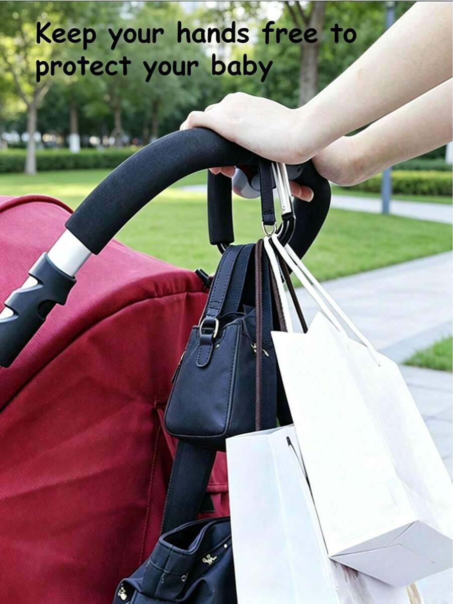 1pc Heavy Duty Multi-Function Stroller Hook With EVA Handle - Durable Aluminum Alloy Material, Suitable For Shopping And Stroller Accessory Storage, Stroller Accessories