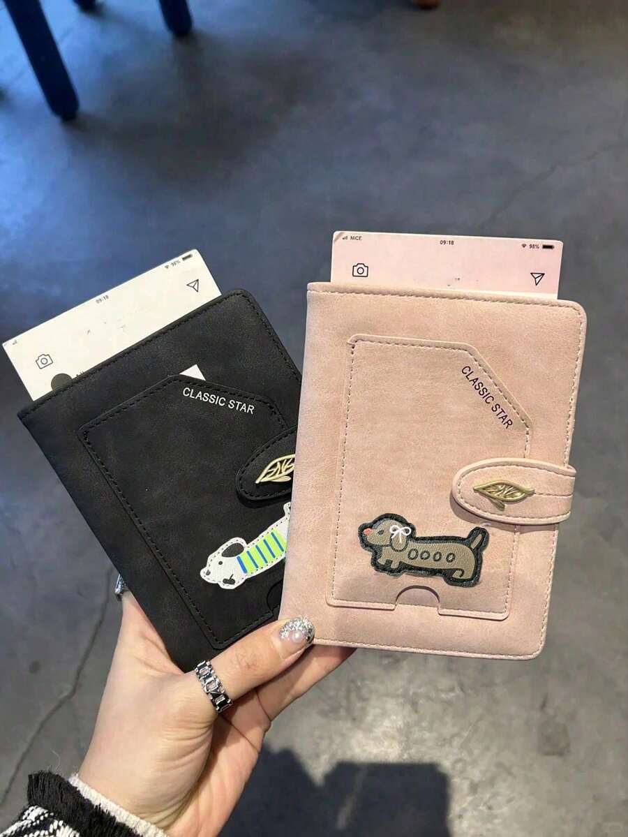 1pc Multifunctional Anti-Theft Protection Protector Passport Storage Card Holder Embroidered Airline Ticket Travel Document Passport Holder - Multicolor - View 1