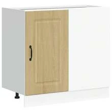 vidaXL Spülenunterschrank Kalmar Helle Eiche Khaki 80x46x81,5 cm Holzwerkstoff, Küchenunterschrank, Unterschrank für Küche, Küchenzeile, Küchenschrank - hellbraunes Khaki - Übersicht 31