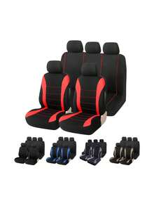 4 Buah Set Sarung Jok Mobil Universal - Pelindung Jok Mobil Kain Bernapas Bergaris Hitam - Cocok untuk Sedan, SUV, Truk, Van - Kit Aksesori Interior Lengkap - Pemasangan Mudah dan Tahan Lama - A - View 1