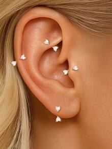 1Pc 925 Sterling Silver Horseshoe CZ Nose Rings Hypoallergenic Nostril Piercing Jewelry Hoops Nose Studs For Women Men Daily Casual Wear Gift - Gold - View 7