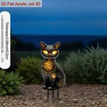 2D Flat Print, 1pc, Black Cat Garden Stake - Bohemian Style Dreamcatcher Sign, Outdoor Decor With Yellow/Black Art, Lawn & Holiday Gift Suitable For Thanksgiving Or Birthday, Outdoor Garden Decoration, 2D Flat, Garden Decor Ground Stake - A - View 3