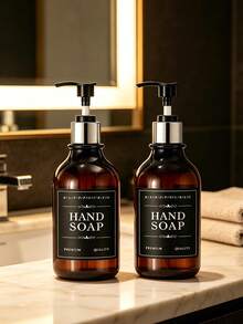 1件 500ml 可補充液體洗手液分裝瓶，適用浴室、廚房（黑色、棕色、白色） - 多色 - 查看 3