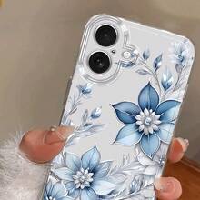 1件 Ins 風格清新木槿花葉素色圖案太空殼防滑軟手機殼，適用於 iPhone 11/12/13/14/15/16 Pro Max - 彩色 - 查看 4