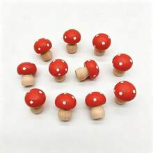 10pcs Garden Miniature Bonsai Accessories Wooden Red Mushroom Decor Suitable For Garden Decoration And Scene Arrangement - A - View 5