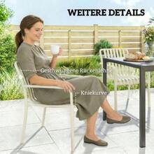 Set Of 4 Stackable Garden Chairs With Slatted Armrests, Ergonomic, Cream White - 白色 - 查看 7