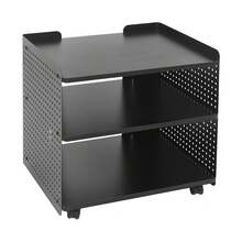 Druckertisch, 50 X 39 X 40cm 3-stufiger Druckerständer, Mobiler Druckerhalter mit Organizer Regal Aktenschrank für Büro Zuhause (schwarz) - Schwarz - Übersicht 2