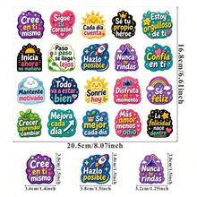 100pcs Spanish Inspirational Stickers, Positive Quotes Labels, Encouraging Short Phrases Decorative Stickers, Suitable For Planner, Scrapbook, Packaging, Gifts And DIY Decoration - Spanish - View 2