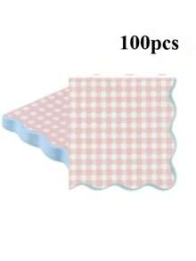 20/60/80/100pcs Disposable Pastel Gingham Napkins 4 Colors Pastel Scalloped Edge Tissue Thick 2-Ply Paper Disposable Gingham Napkins For Party Dinner Birthday Celebrations 5 X 5 Inches - View 22