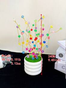 1PC Fashionable Multi-Color Faux Crystal Artificial Flower Small Potted Plant, Fashionable Beaded Artificial Flower Creative Artificial Plant Suitable For Wedding Events, Home And Office Desktop Decoration Ornament - Multicolor - View 7