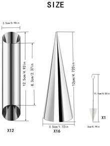 12pcs/16pcs/20pcs/30pcs Stainless Steel Baking Mold Set, Danish Croissant, Spiral Cone Tube Pastry Maker Tools - Silver - View 11