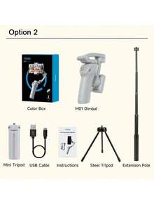 AXNEN 3-Axis Handheld Gimbal Stabilizer Selfie Stick Tripod With AI Face Tracking, Built-In Fill Light And Anti-Shake Shooting, Foldable Portable Phone Stand For Smartphone Vlog, Live Streaming And Video Recording - Multicolor - View 13