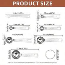 5/6/7pcs Stainless Steel Measuring Spoon Set, Heavy Duty Dry & Wet Ingredient Measuring Spoons And Leveling Tool, With Metric And Imperial Markings, Kitchen Gadget For Liquids, Solids And Powders, With Portable Hanging Hook - - - View 4