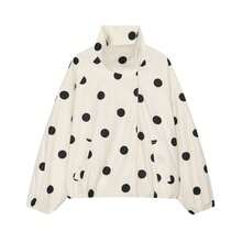 TF.MLN Women's Fashion Spring/Autumn Polka Dot Aviator Jacket, Long Sleeve Loose Fit Stand Collar Oversized Outerwear, Street Style Vacation - DOT - View 8