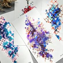 4pcs Fish Scale Temporary Tattoo Stickers, Body Tattoo Decoration, Waterproof Temporary Tattoo, Easy To Apply Makeup Accessories, Party Makeup Supplies - Multicolor - View 11