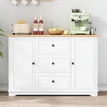 Modern Sideboard In A Minimalist Style / MDF Sideboard / Freestanding Base, High Load-Bearing Capacity / Generous Storage Space / Suitable For Dining Rooms, Living Rooms And Entryways - White - View 2