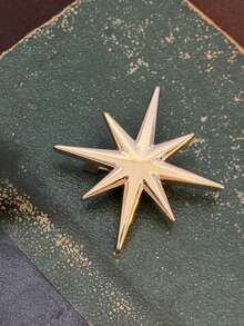Broche de estrella de ocho puntas con strass brillante de alta gama, nuevo y de moda estilo INS, elegante alfiler de estrella octagonal - Dorado - View 2